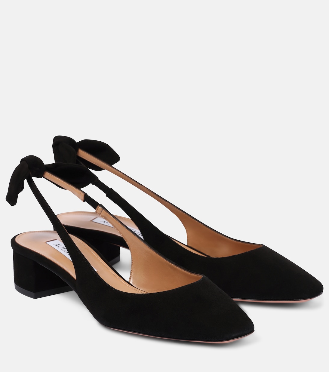 Замшевые туфли с открытой пяткой Very Bow 35 Aquazzura, черный
