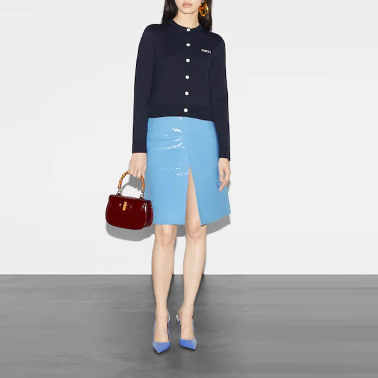 Кардиган женский Gucci, элегантный крой, темно-синий — фото 2