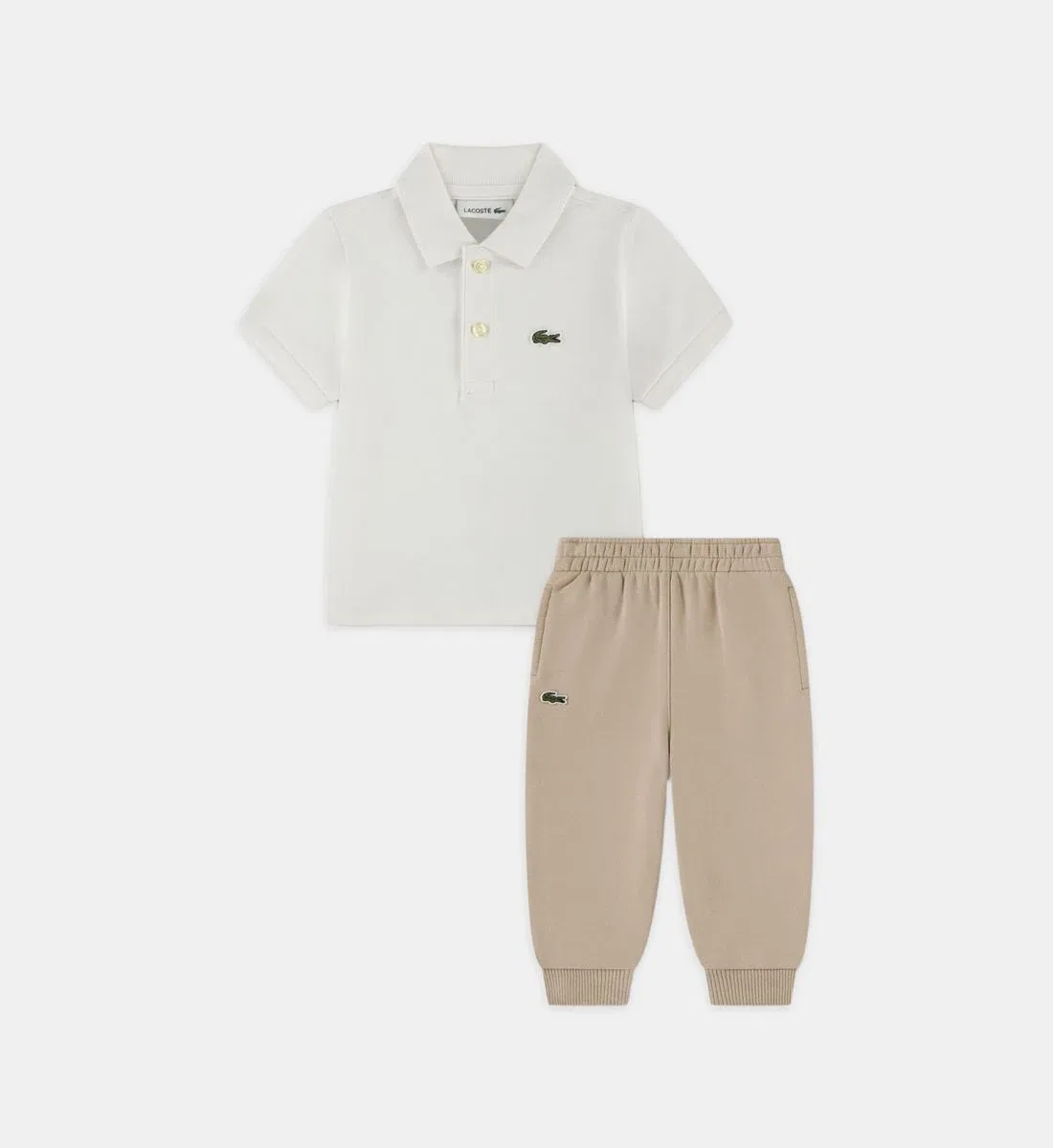 Костюм из 2 предметов: поло и джоггеры Lacoste, бежевый