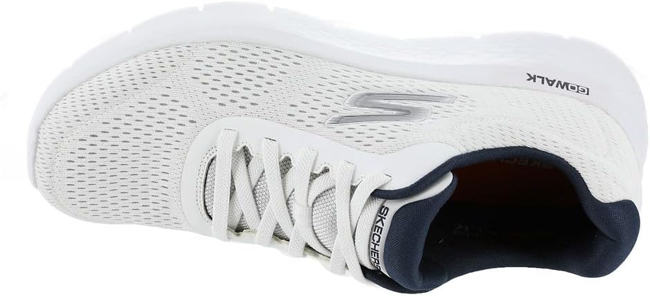 Мужские слипоны Skechers Respected - LoletoMoc с эластичной шнуровкой, белый/синий/темно-синий — фото 3