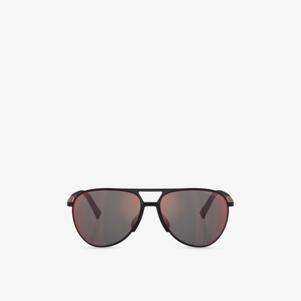 

PS 53ZS Pilot-Frame металлические солнцезащитные очки Prada Linea Rossa, черный