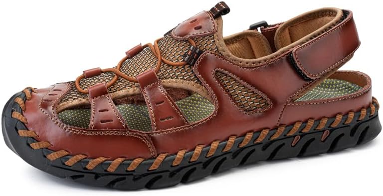 

Мужские повседневные сандалии для улицы, дышащие, рыбацкого типа с закрытым носком, противоскользящие, пляжные, легкие и удобные Asifn, красный