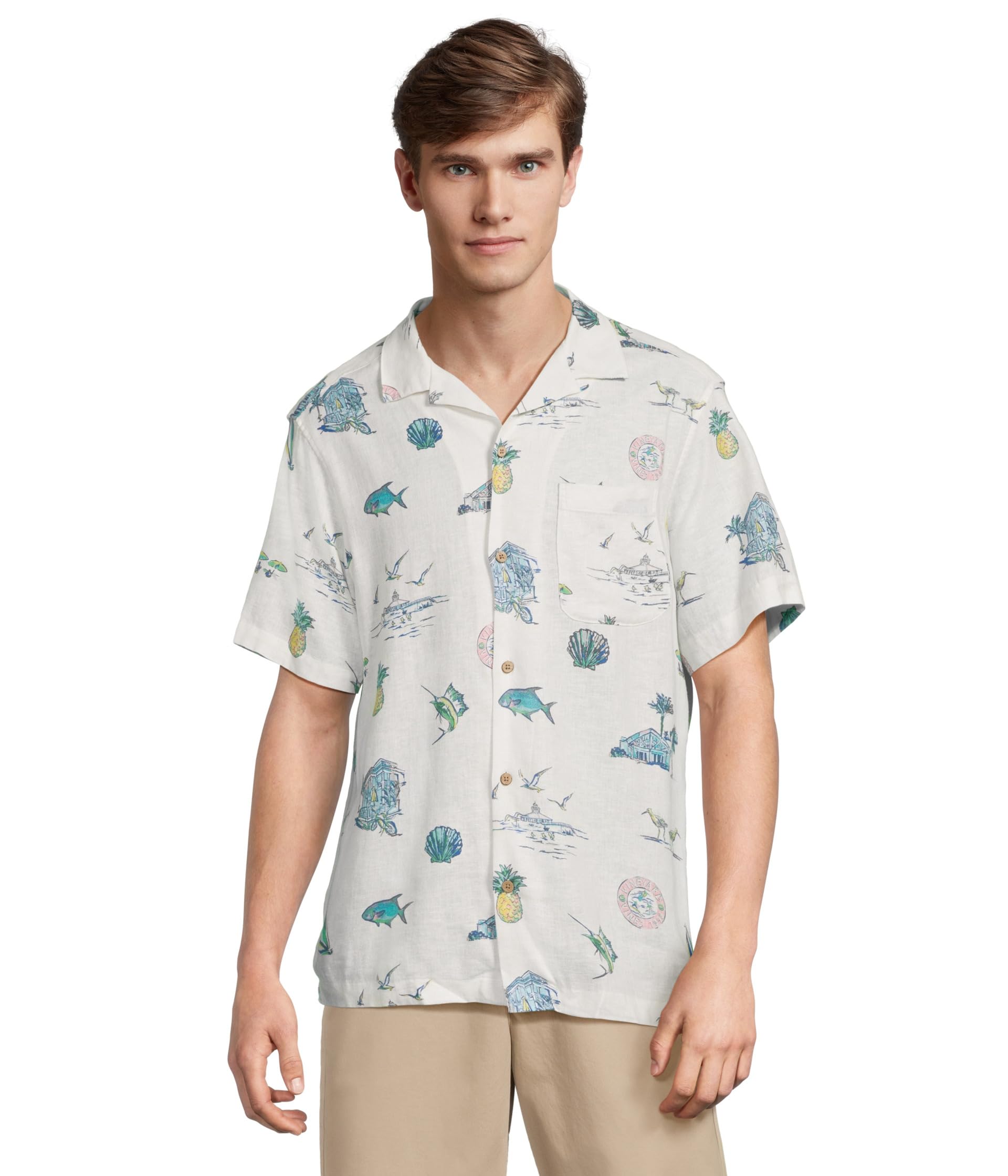 

Рубашка Vineyard Vines Gasparilla Icons Short Sleeve Cabana Shirt, White Cap