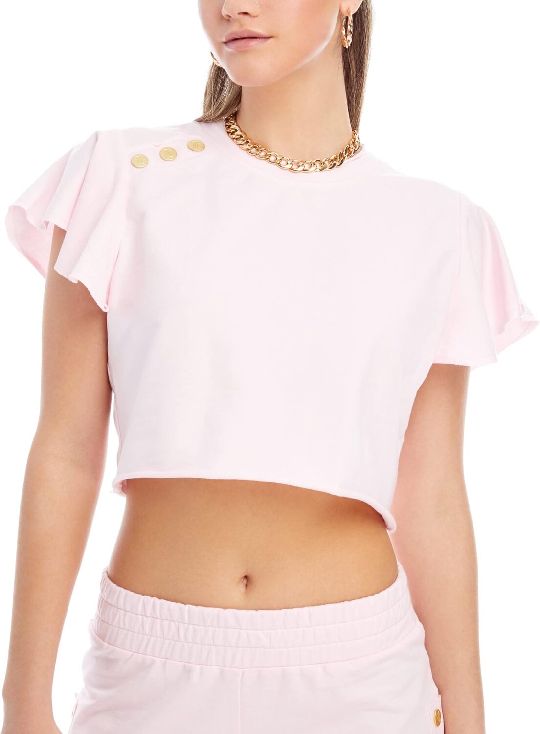 

Пуловер Juicy Couture Ruffle Sleeve Top with Snaps, цвет Whisper Pink