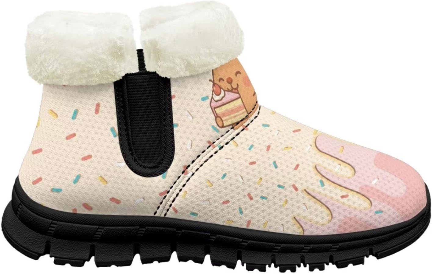 

Ботинки на щиколотке для девочек с меховой подкладкой, теплые зимние нескользящие ботинки для вечеринок и праздников Pointodoor, Capybara Ice Cream