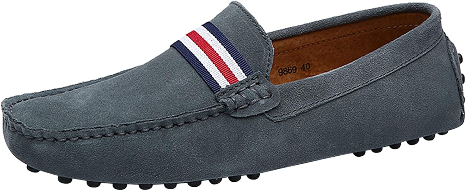 

Мужские стильные мокасины ANUFER с ремешком НАТО, удобные замшевые туфли для вождения, серый