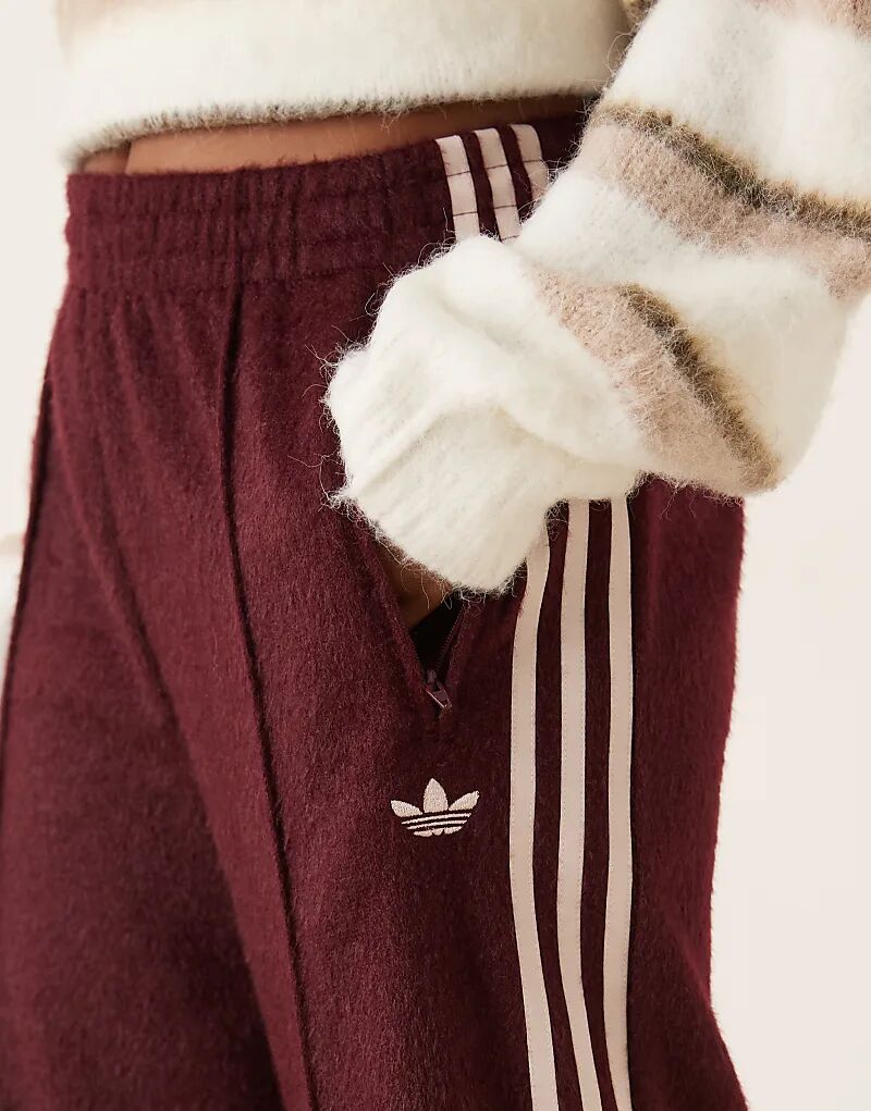 Спортивные брюки Adidas Originals Firebird из мохера бордового цвета — фото 3