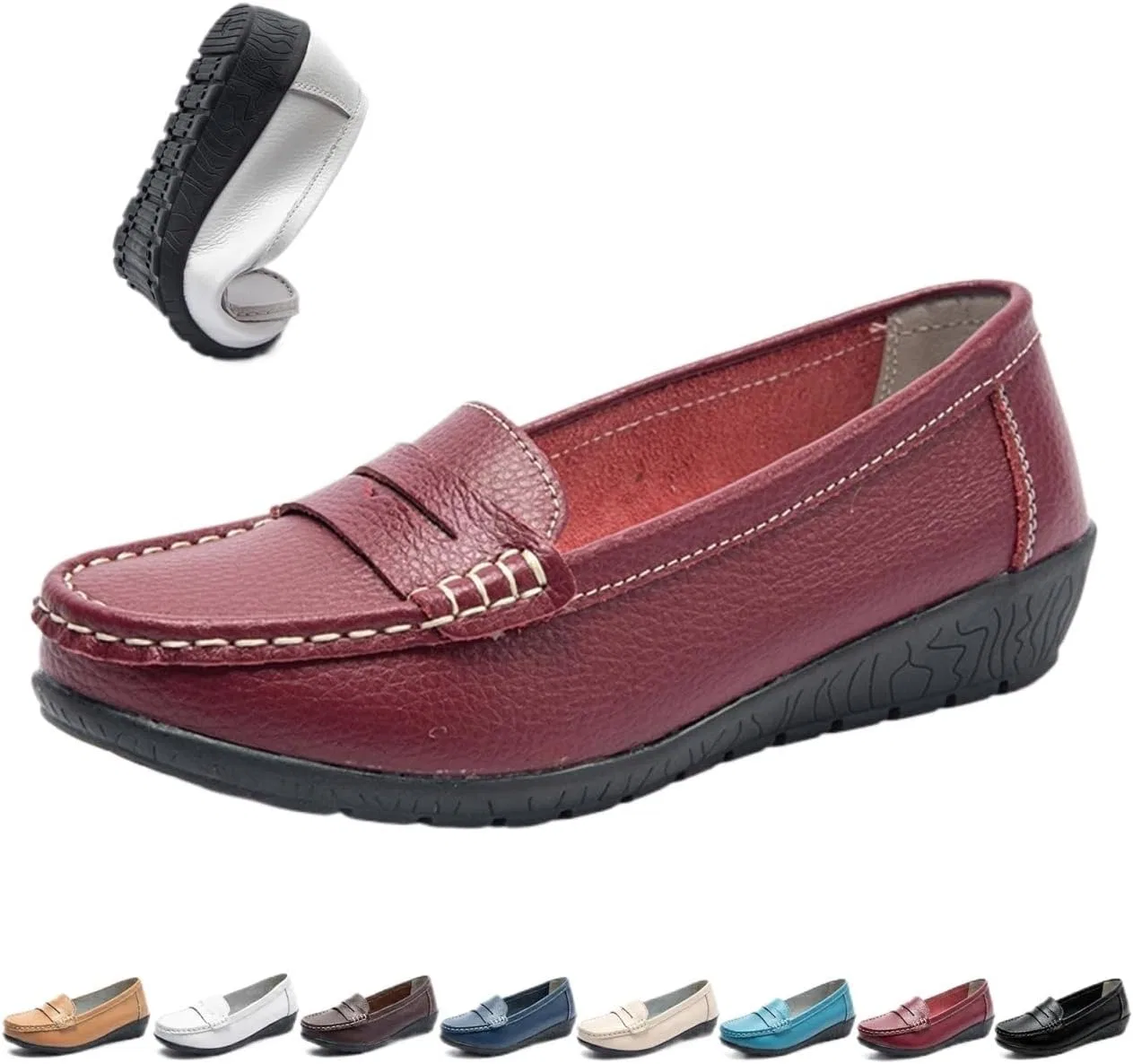 Лоферы из дышащей кожи, Wine Red Topmis