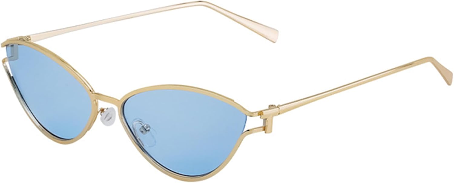 

Женские солнцезащитные очки «кошачий глаз» с металлическим треугольным оправой, модные овальные очки для женщин, защита от ультрафиолета UV400, цвет шампанское bullabulling, Blue