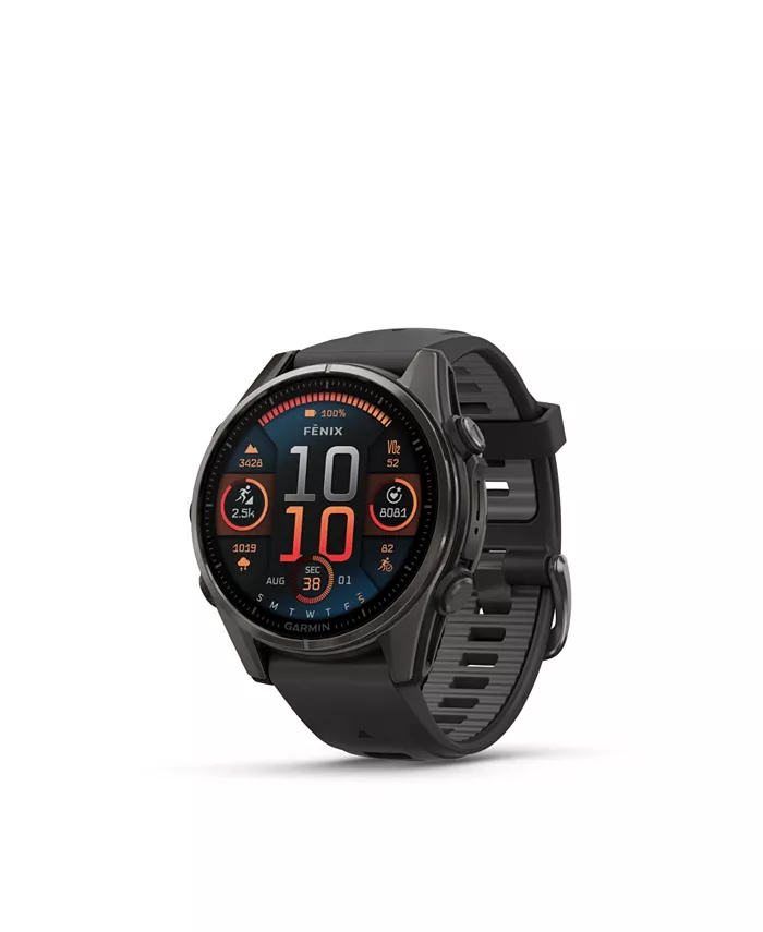 

Fenix 8 43mm, AMOLED, GPS-смартчасы для активного отдыха и фитнеса, сапфировое стекло, корпус из серого титана Carbon Gray, ремешок черный/серый Pebble Gray Garmin