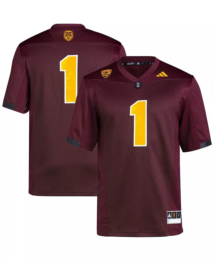 

Мужская футбольная майка Arizona State Sun Devils Premier #1 в бордовом цвете adidas