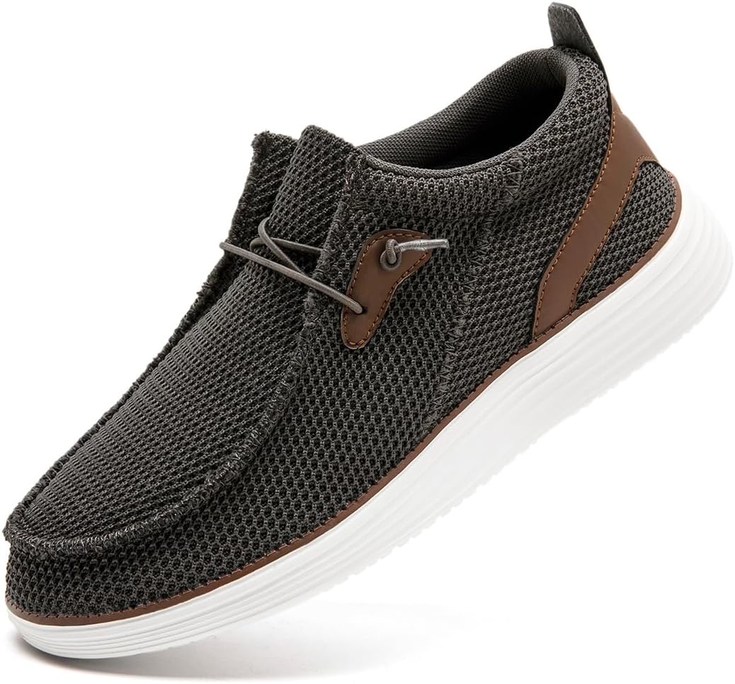 

Мужские лоферы слипоны лодочные туфли кроссовки для ходьбы легкие повседневные модные спортивные туфли дышащие широкие Xkowuo, темно-серый