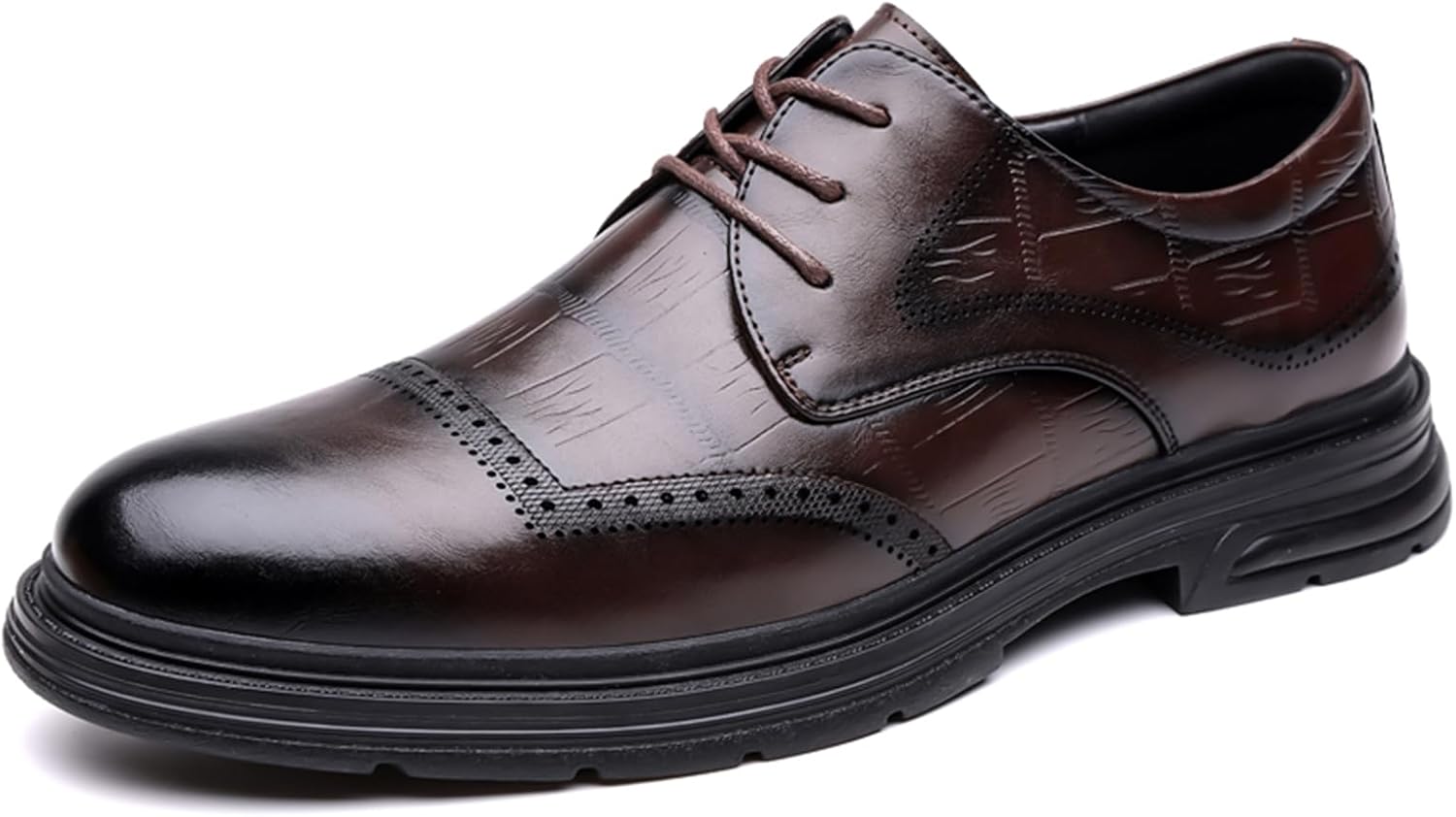 

Мужские оксфорды из натуральной кожи с шнуровкой, классические повседневные и модные дерби, подходят для официальных мероприятий, деловых встреч и свадеб Qaoterod, коричневый