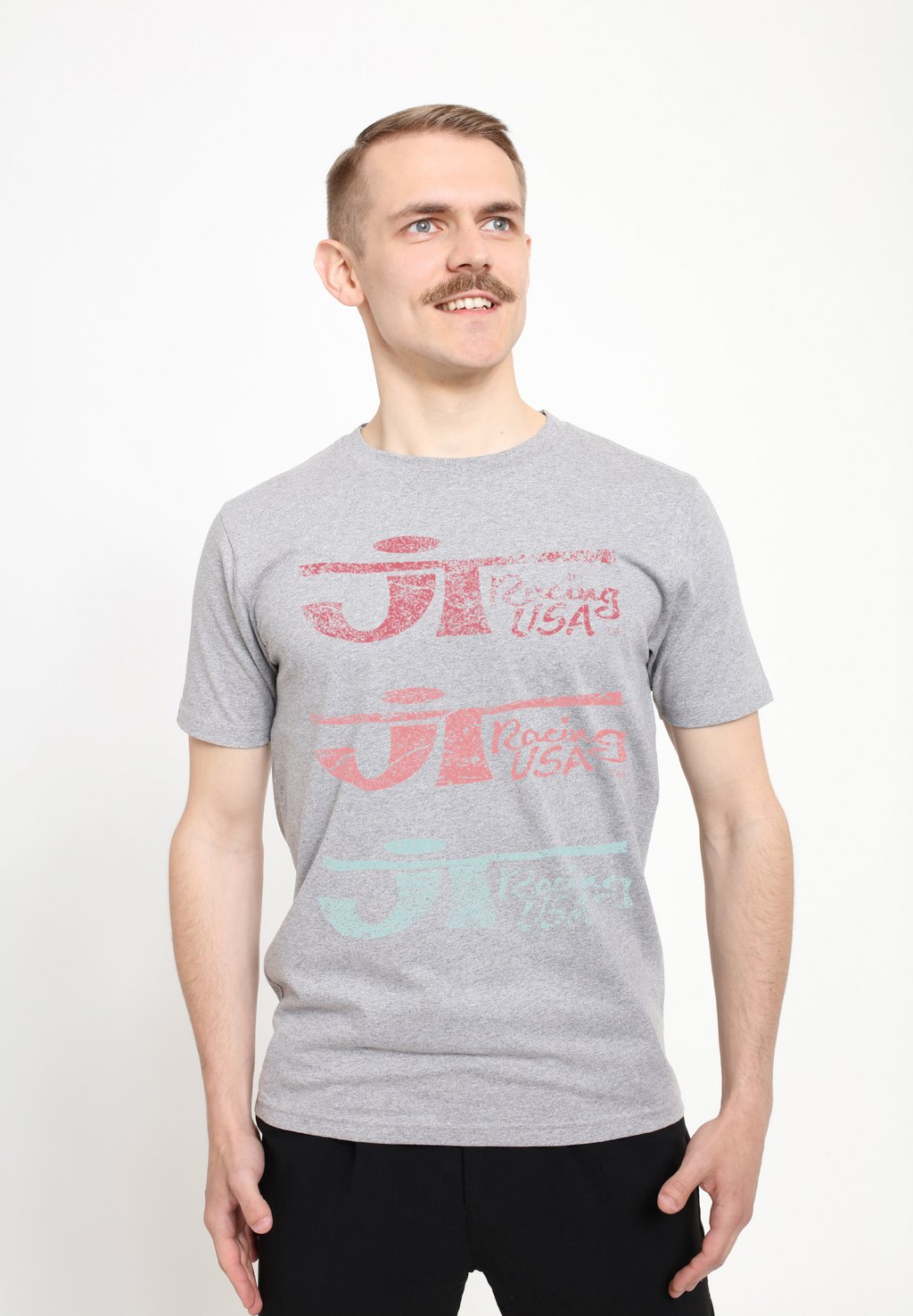 

Футболка с принтом JT RACING FADED TRIO OF LOGOS Henry Tiger, цвет Heather Grey