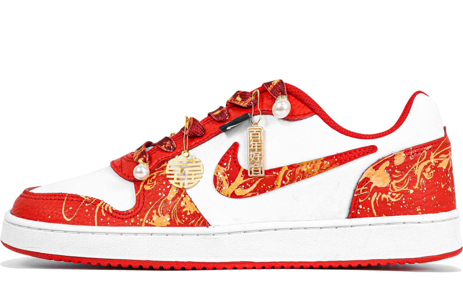 

EBERNON нескользящие низкие скейтерские кроссовки для мужчин Nike, белый/красный