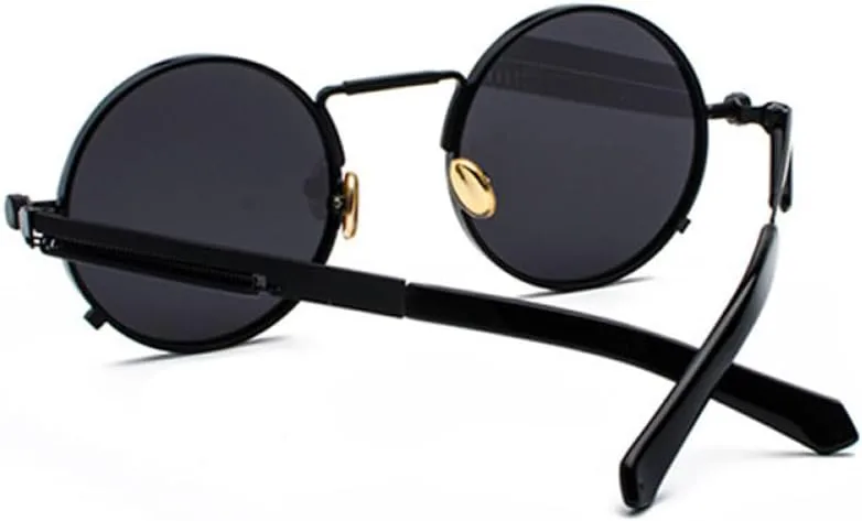 

Классические солнцезащитные очки MUTYNE в толстой круглой оправе в стиле стимпанк, 9 цветов, ретро-металлические пружины, светоотражающие линзы, панк-очки, Golden Tea