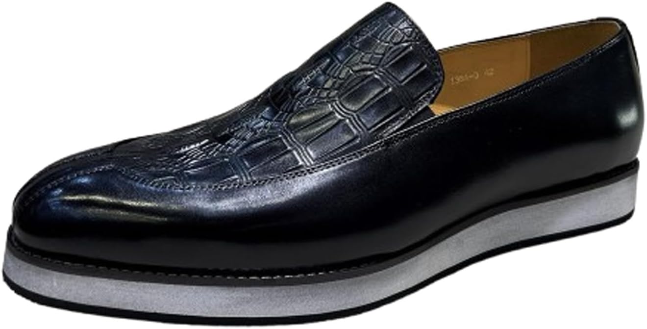 

Мужские лоферы Santimon из тисненой кожи крокодила, Туфли без шнурков, Роскошная удобная обувь в стиле бизнес-кэжуал для офиса, вечеринок и свадеб, черный