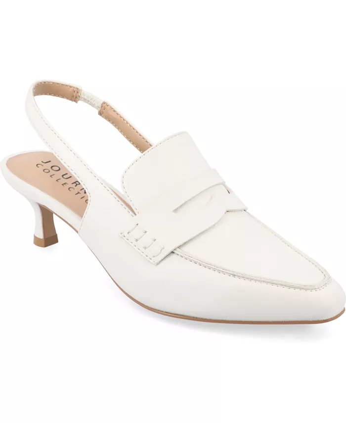 Женские туфли-лодочки Amory Tailored Kitten Heel Slingback Journee Collection, белый