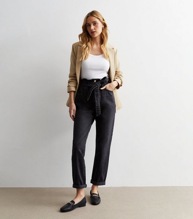 

Черные джинсы Dayna Paperbag New Look, черный