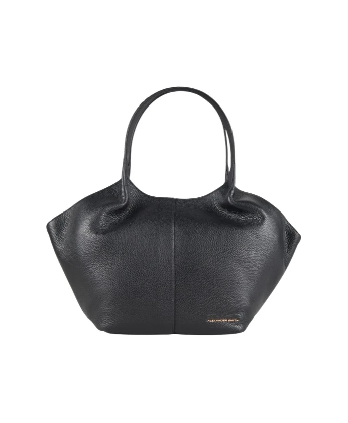 

Черная кожаная сумка с медным логотипом. Alexander Smith, черный