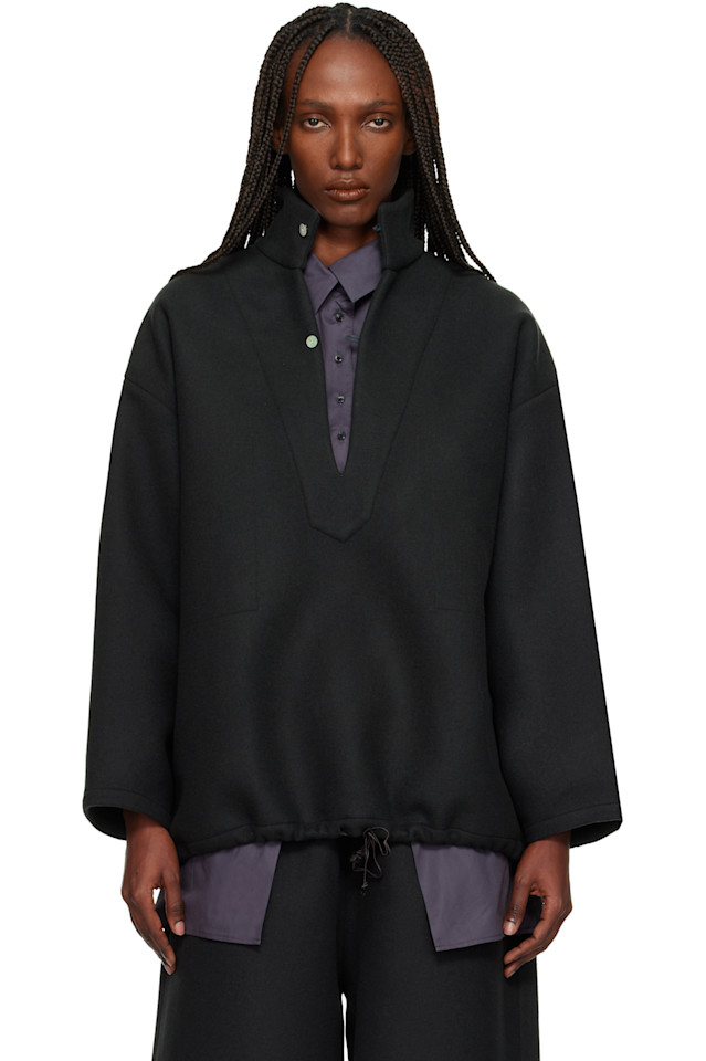 

Bambou Roger Kwong Серая двусторонняя шерстяная водолазка в стиле варез