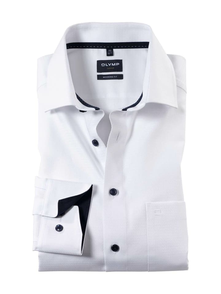 

Повседневная рубашка с длинными рукавами для мужчин белого цвета OLYMP