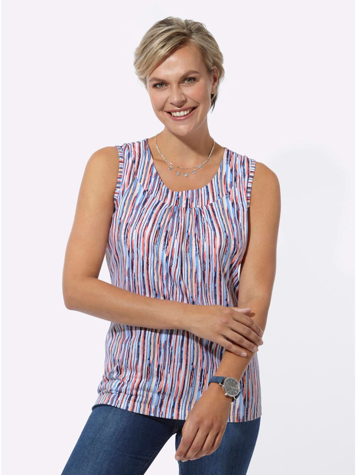 

WITT WEIDEN Длинный топ с принтом в сине-коралловых тонах