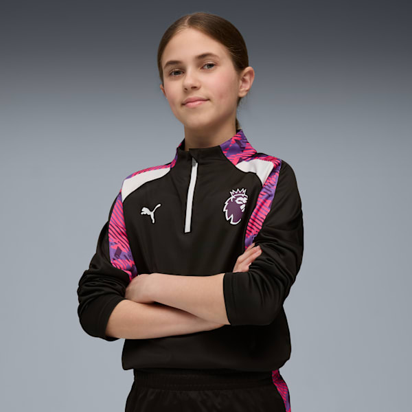 

Футболка с застежкой-молнией на четверть для больших детей Premier League Brilliance Puma, черный