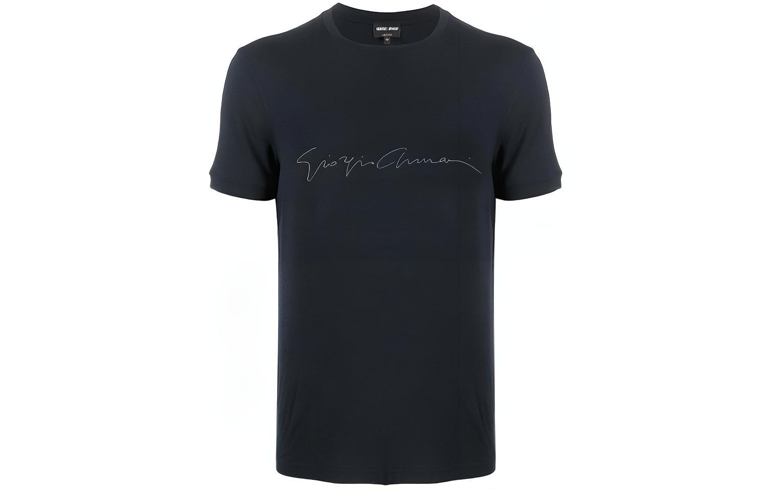 

Футболка с круглым вырезом и логотипом GIORGIO ARMANI, синий