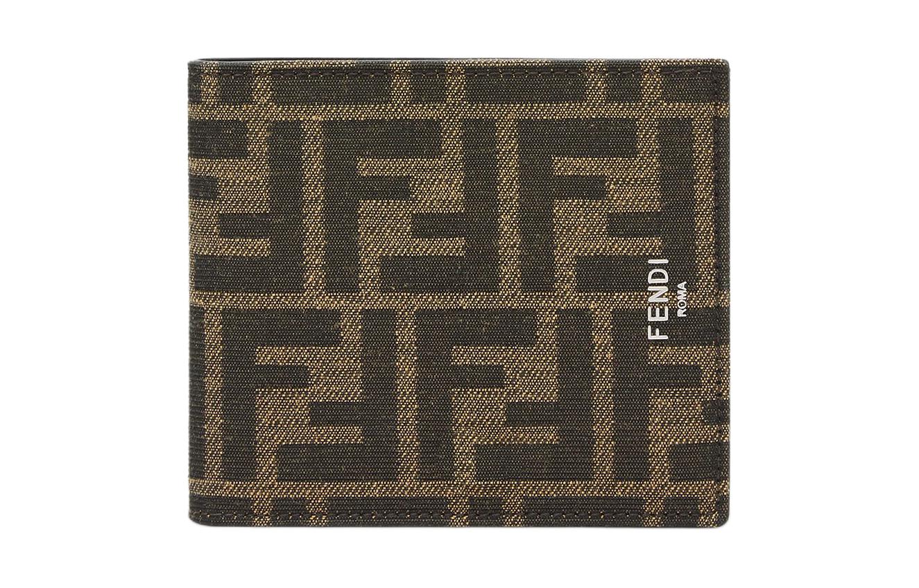 

FENDI Джаккардовая ткань с кожаным кошельком мужской brown