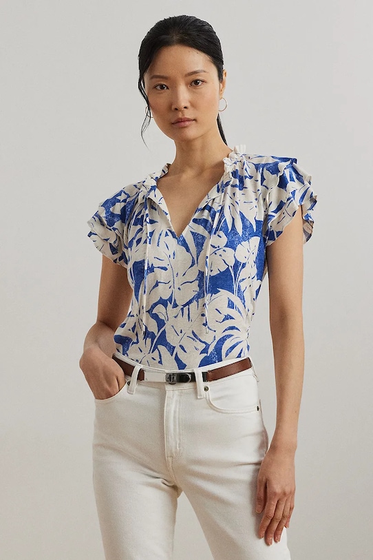 

Льняная блузка Lauren Ralph Lauren, синий