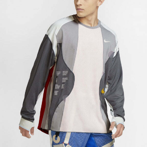 Футболка Nike Mens ISPA Dri-Fit Long-Sleeve Top 'Grey Summit White Red', серый — фото 4