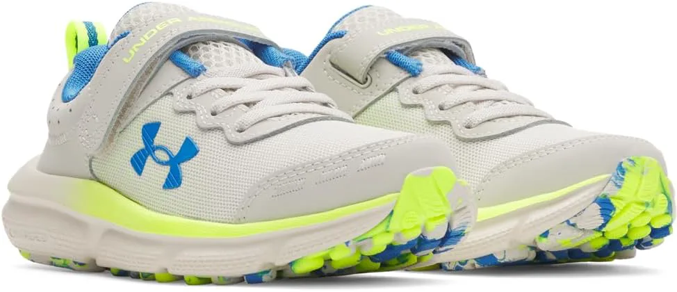 Детские кроссовки Under Armour Assert 10 с альтернативной застежкой, белый/желтый/синий — фото 2