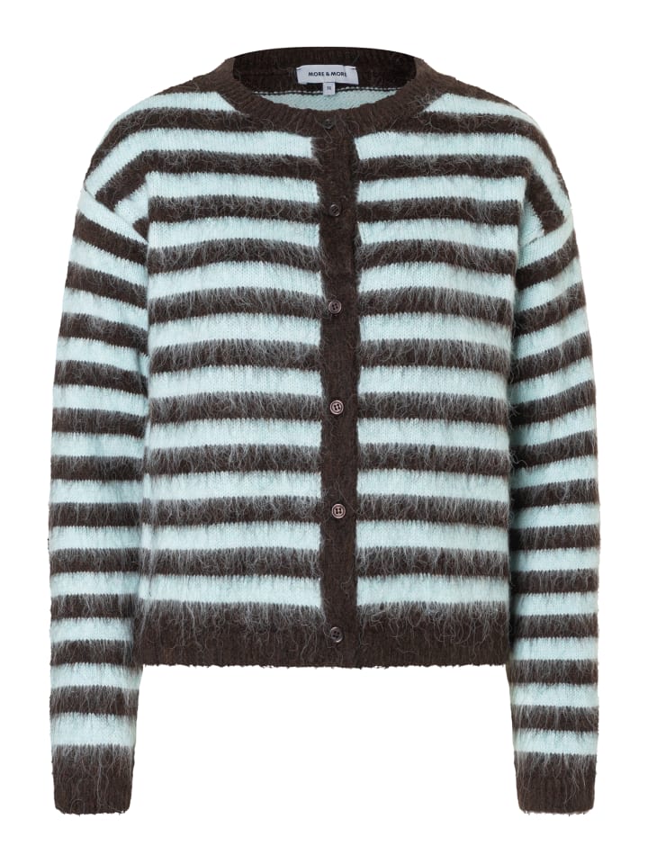 

Короткий пушистый кардиган коричневого/бирюзового цвета More & More
