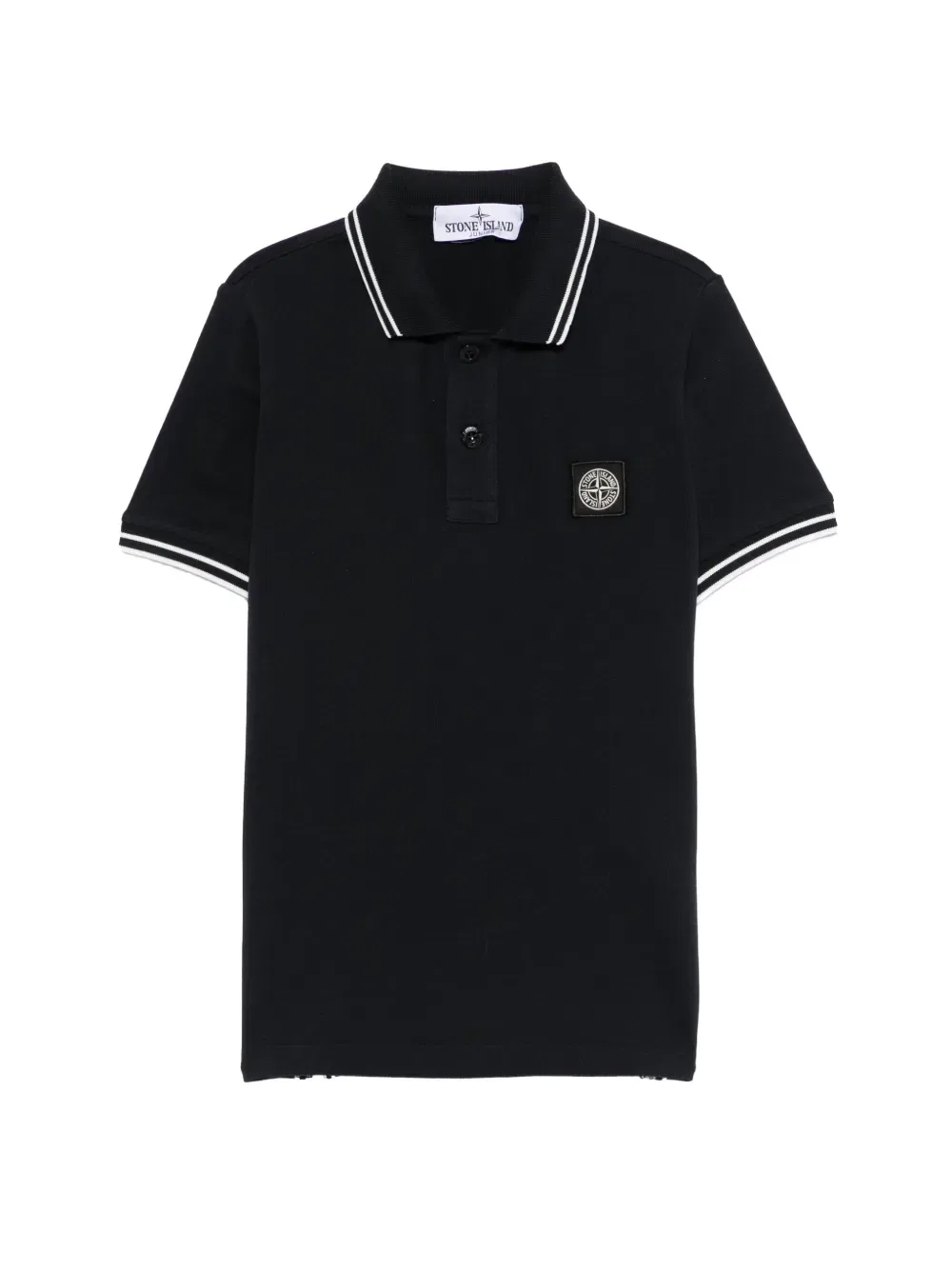 Поло-рубашка в полоску с воротником Stone Island Junior, черный
