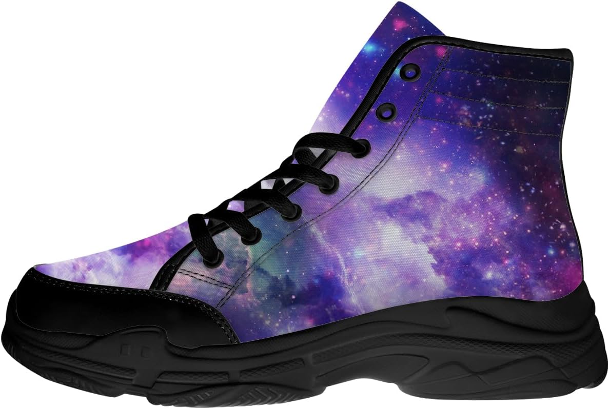 

Высокие кеды Galaxy для женщин и мужчин, тканевые платформы на шнуровке, подарки для нее и для него Generic, черный