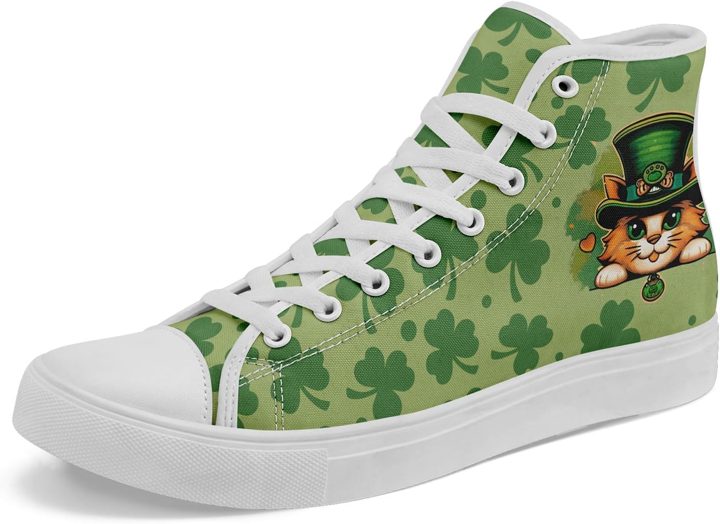 

Высокие кеды на шнуровке ко Дню Святого Патрика с принтом счастливого клевера и лепрекона, унисекс, легкие повседневные кроссовки для мужчин и женщин Awsole, белый/зеленый