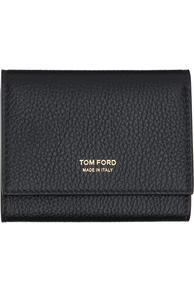 

Тонкий держатель для карт из мягкой зернистой кожи Tom Ford, черный