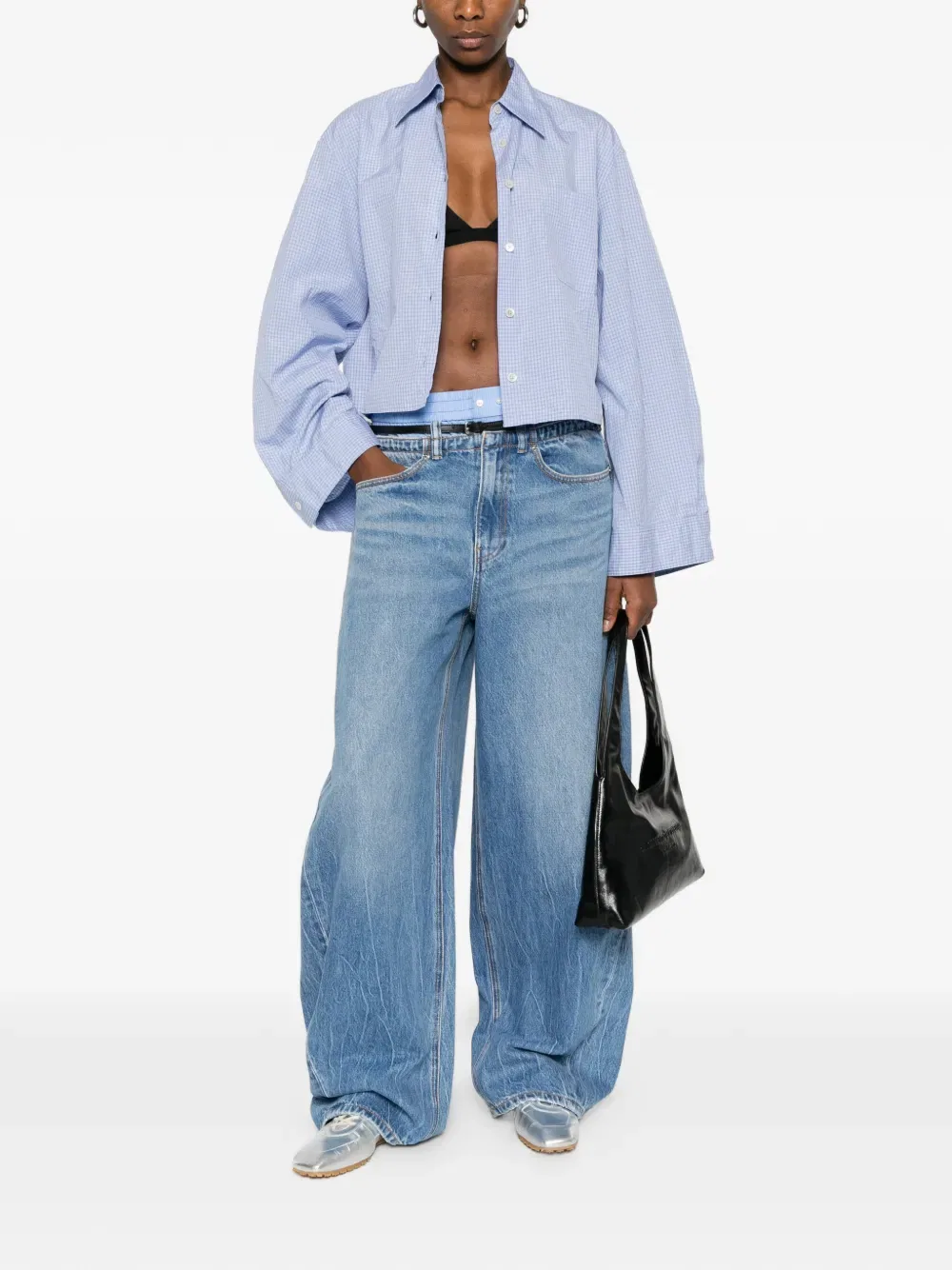 Джинсы с карманами и поясом Alexander Wang, синий — фото 2