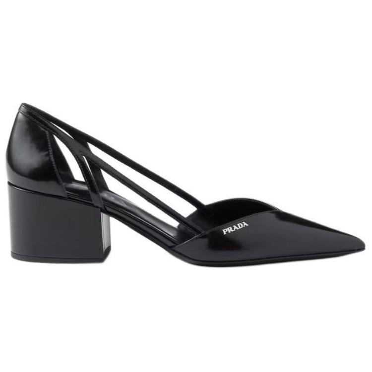 PRADA Женские туфли на платформе с массивным каблуком 5,5 см черные — фото 4