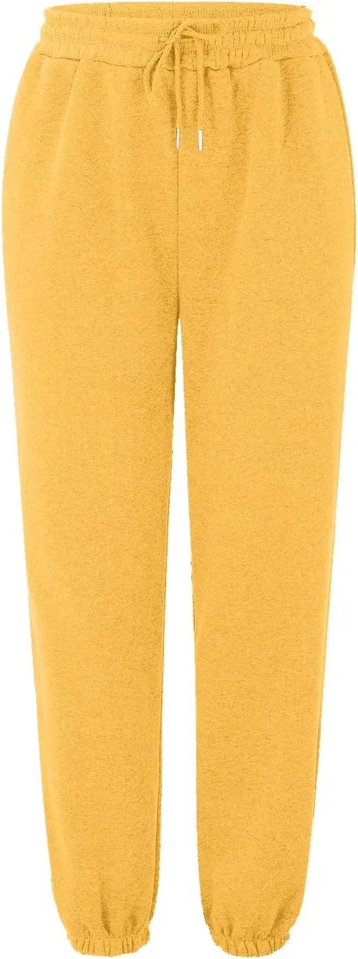 Спортивные брюки с карманами, высокая талия, свободные, Generic, A02_yellow — фото 2