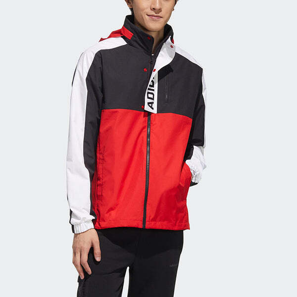 Куртка adidas neo hooded Zipper Colorblock Sports Jacket Red, красный — фото 3