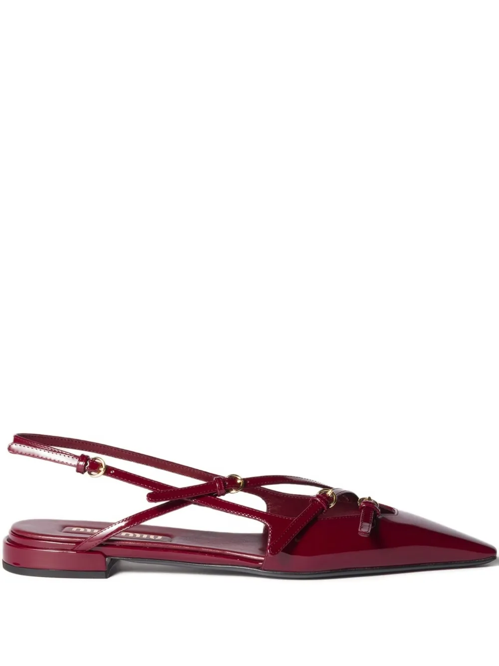 Лакированные туфли с ремешком на пятке MIU MIU, красный
