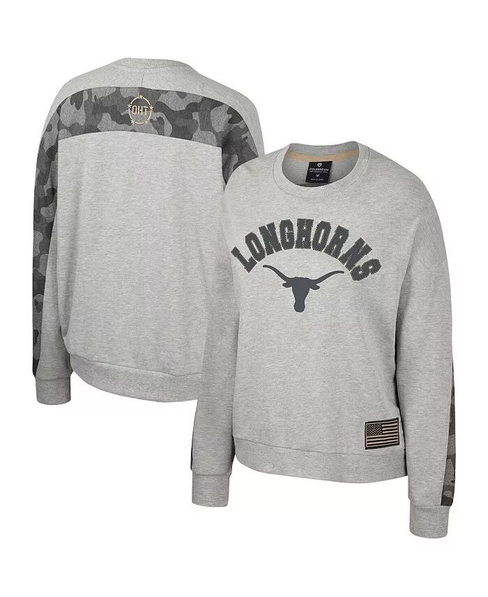 

Женская толстовка-пуловер Dolman цвета «серый» Texas Longhorns OHT Military Appreciation Flag Rank Colosseum