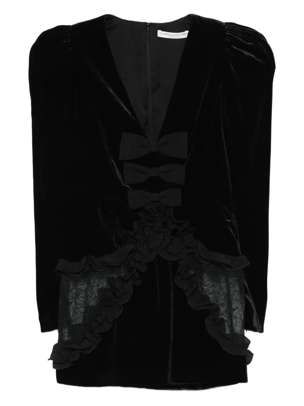 

Бархатное мини-платье с бантом Alessandra Rich, черный