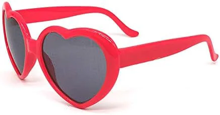 

Красные солнцезащитные очки в форме сердца со спецэффектом, 3D-очки в форме сердца с эффектом сердца, дифракционные очки с эффектом сердца QDDJYMY, Red Size:14*5