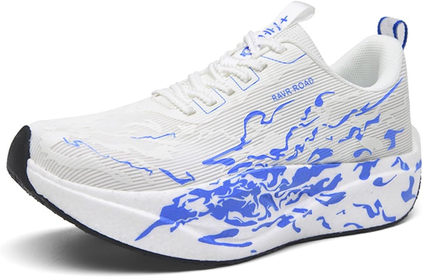 

Мужские кроссовки для бега по дороге с сетчатой дышащей верхней частью, рисунком огня, шнуровкой, легкие, с нескользящей мягкой толстой подошвой для прогулок, тренировок, джоггинга и занятий спортом Netehadi, синий