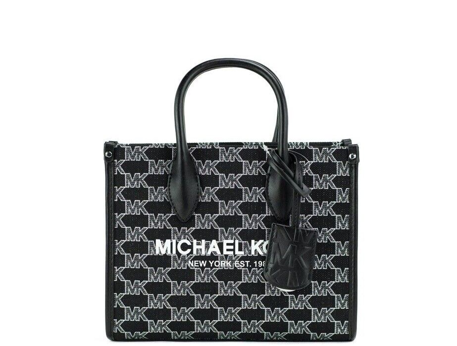

Сумка-шоппер Mirella маленькая черная из парусины на молнии через плечо Michael Kors