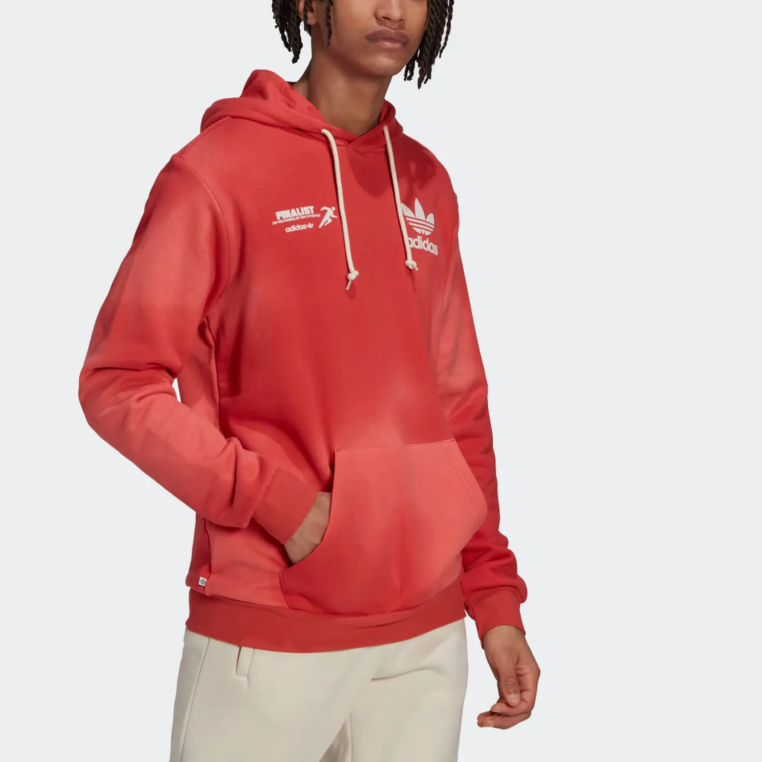 Толстовка мужская ярко-розовая флуоресцентная/желтовато-белая Adidas, белый — фото 3