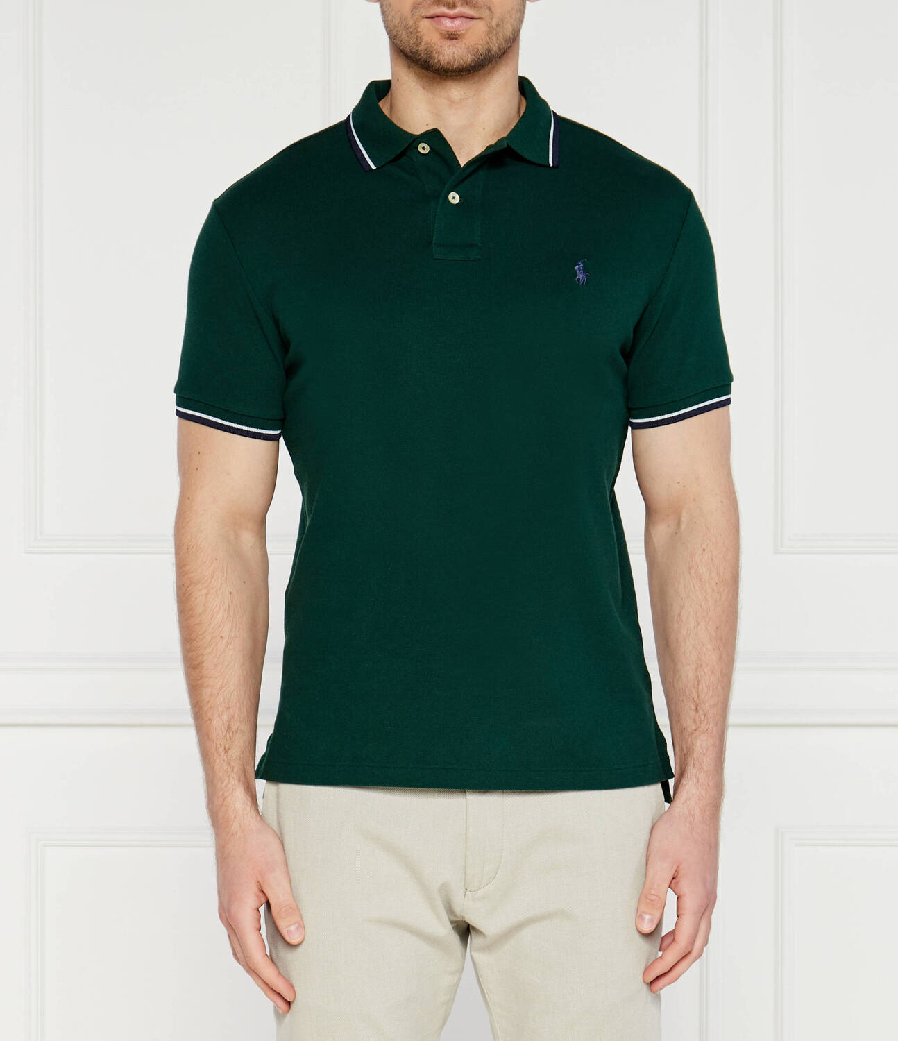 

Поло POLO RALPH LAUREN Custom slim fit, цвет verde bottiglia